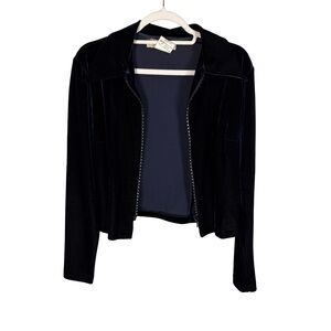 Debbi Shuchat for Como Navy Velvet Women's Blazer Jacket Size M Vintage Style